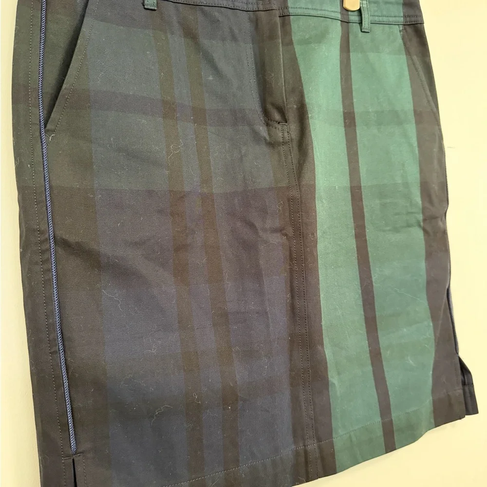 Beautiful Green and Blue Plaid Pencil Skirt with piping size large / 10/12
